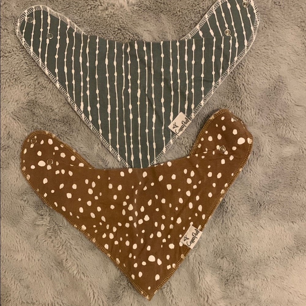 Stylish Kids Bandana Bib Set - Green and Brown